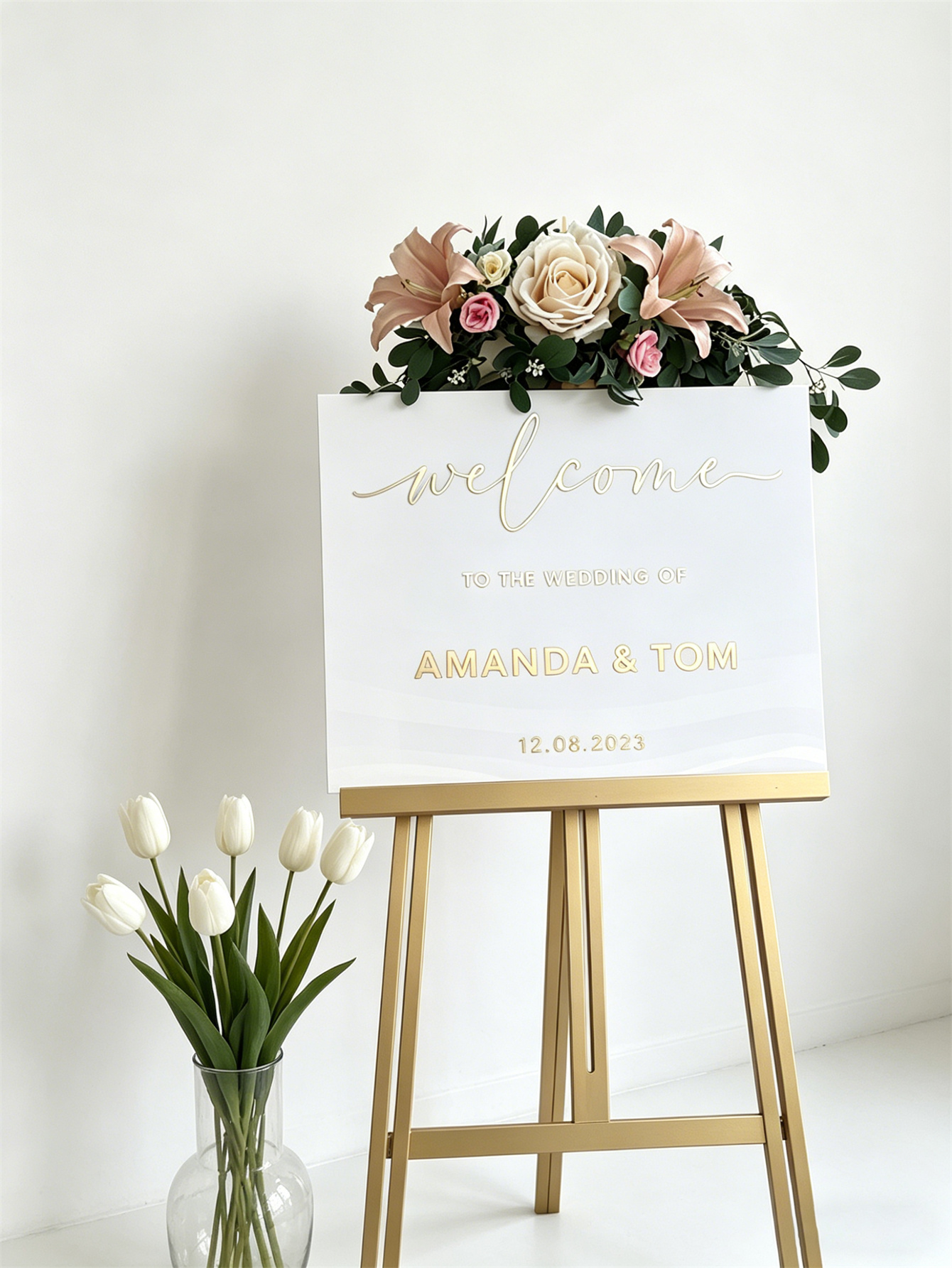 Wedding Welcome Sign - Personalized acrylic wedding welcome sign, modern and fashionable decoration of the wedding entrance. Welcome to our wedding sign